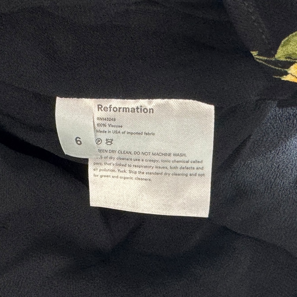 Reformation Dietrich Midi Black Dress with Piazza Floral Print & Tie Back Detail - Picture 7 of 7